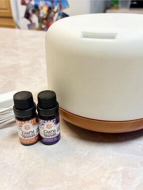 Essential Oil Diffuser with Guru Nanda Oils - White and Wood